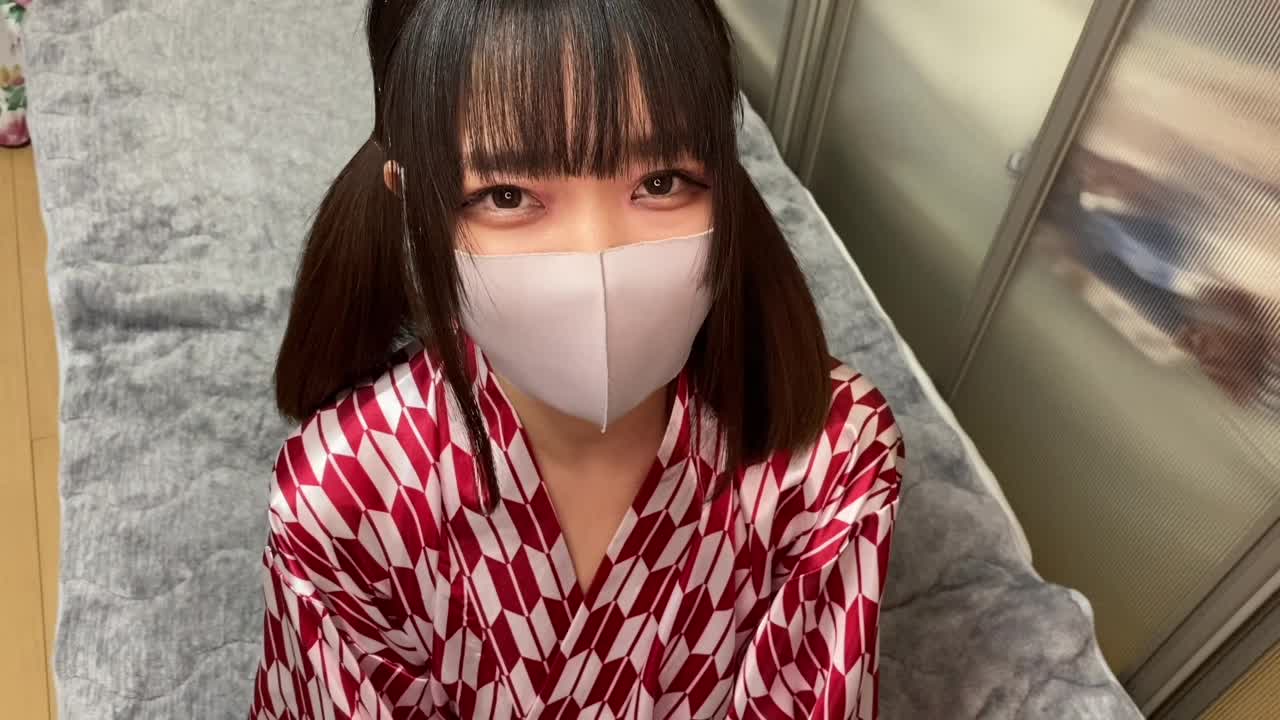 Adorable Asian girl gives a blowjob to an older man